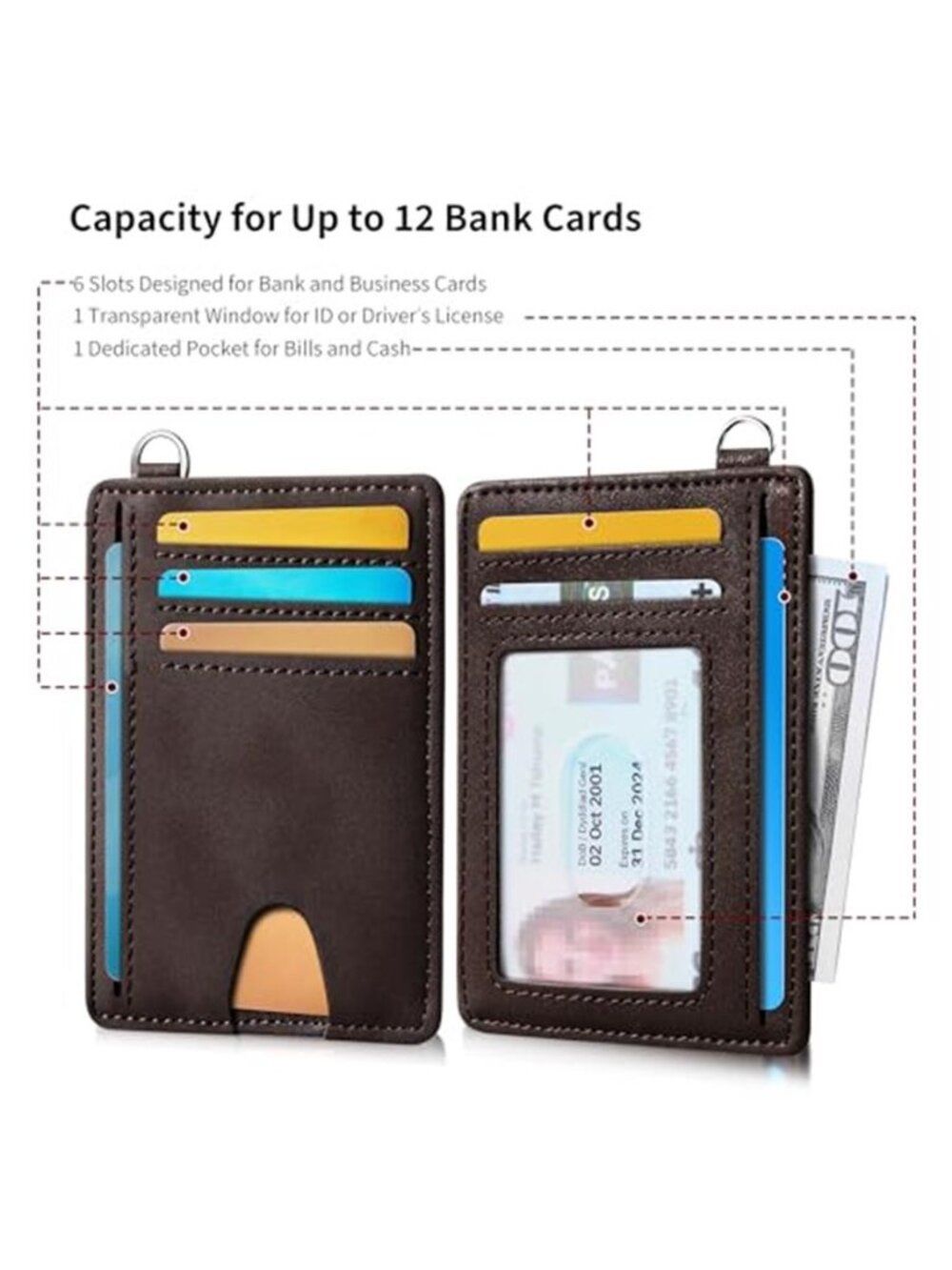 Slim Wallet, Credit Card Holder for Women, Minimalist Front Pocket RFID - Picture 6 of 7